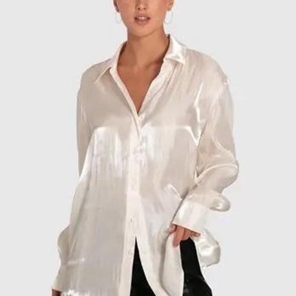 Elegant White Satin Women's Top